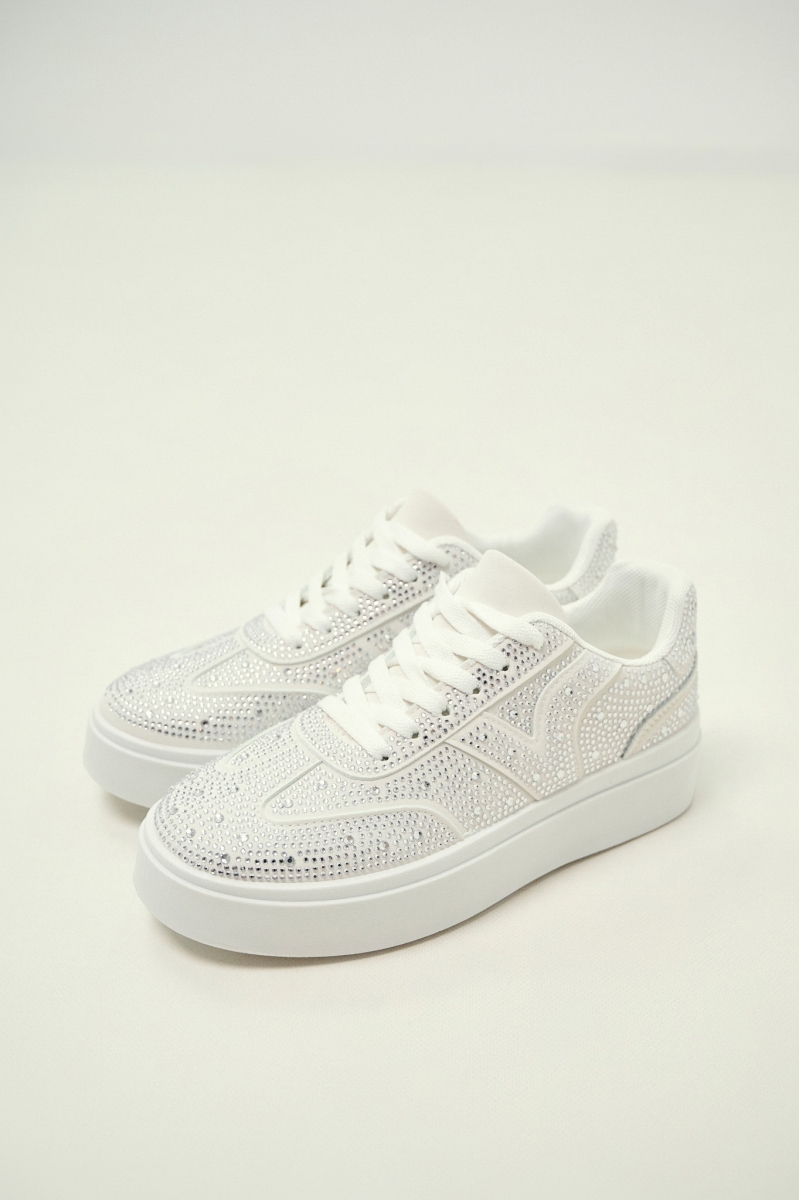 Platform Sneakers with Strass Logo