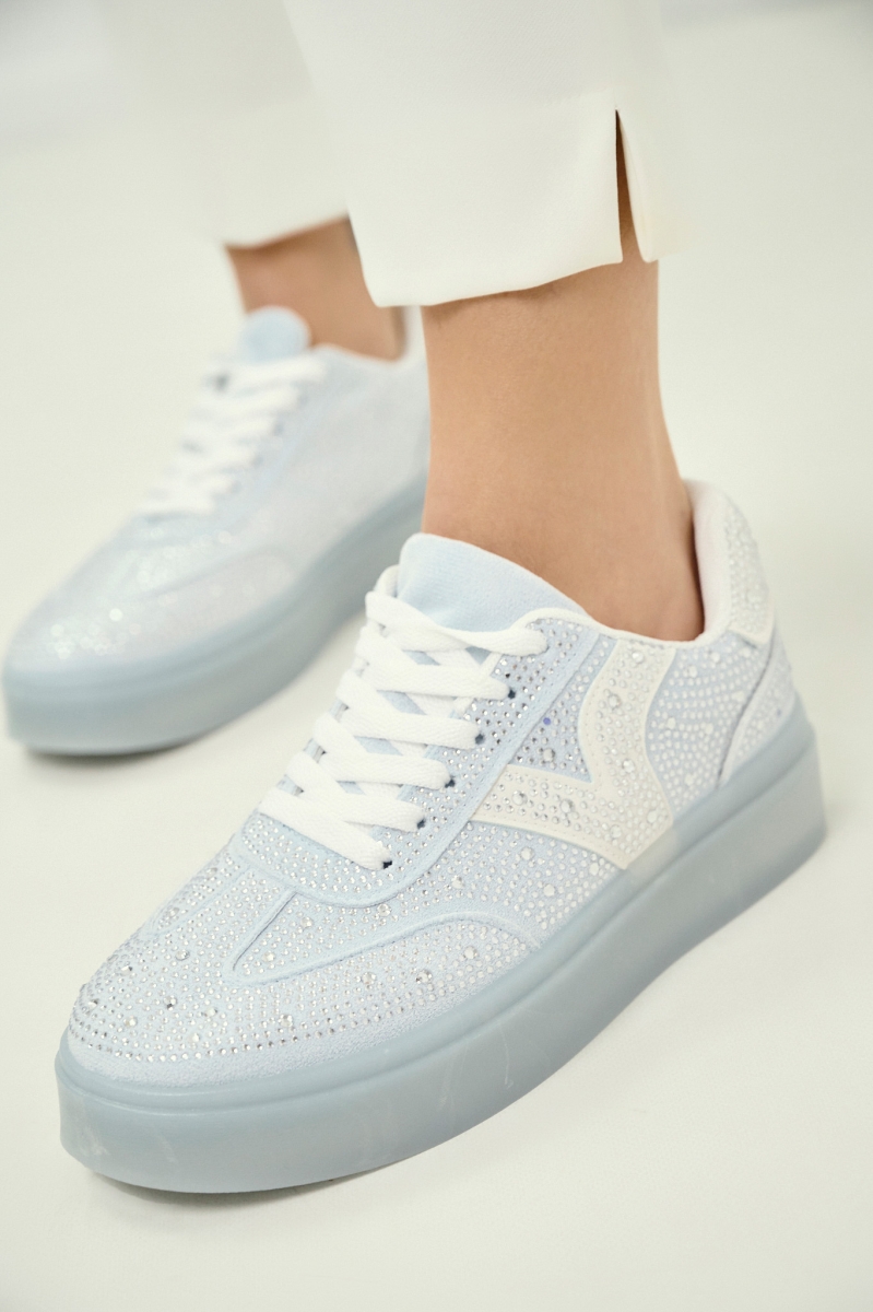 Platform Sneakers with Strass Logo