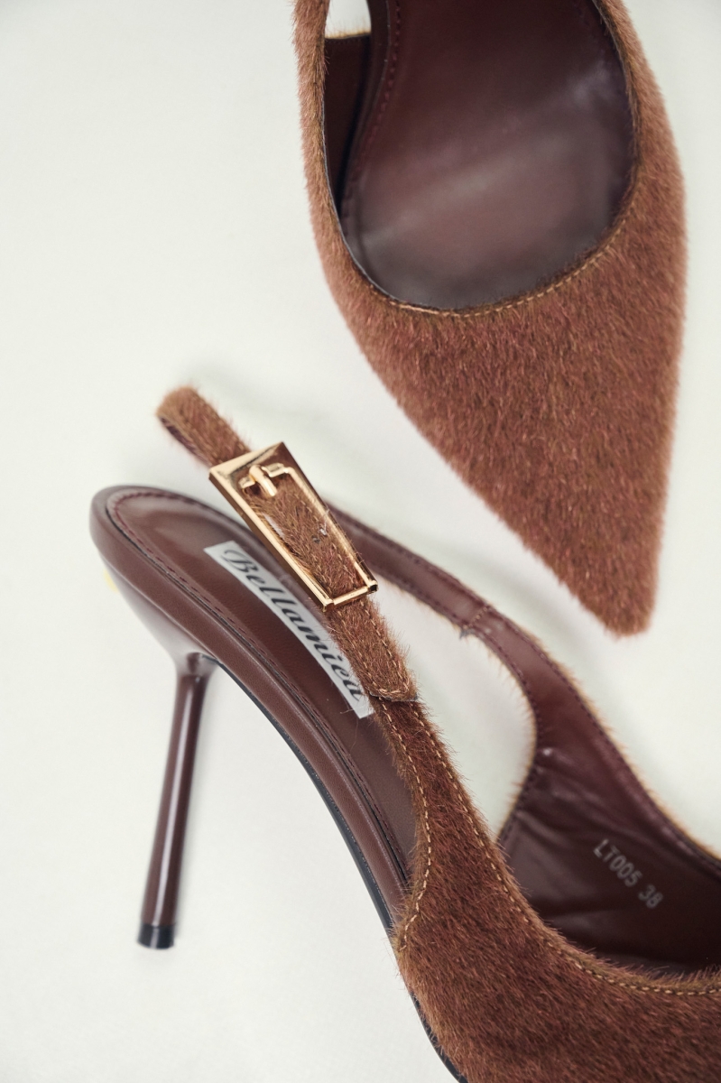 Slingback Pumps with Pony Skin Texture