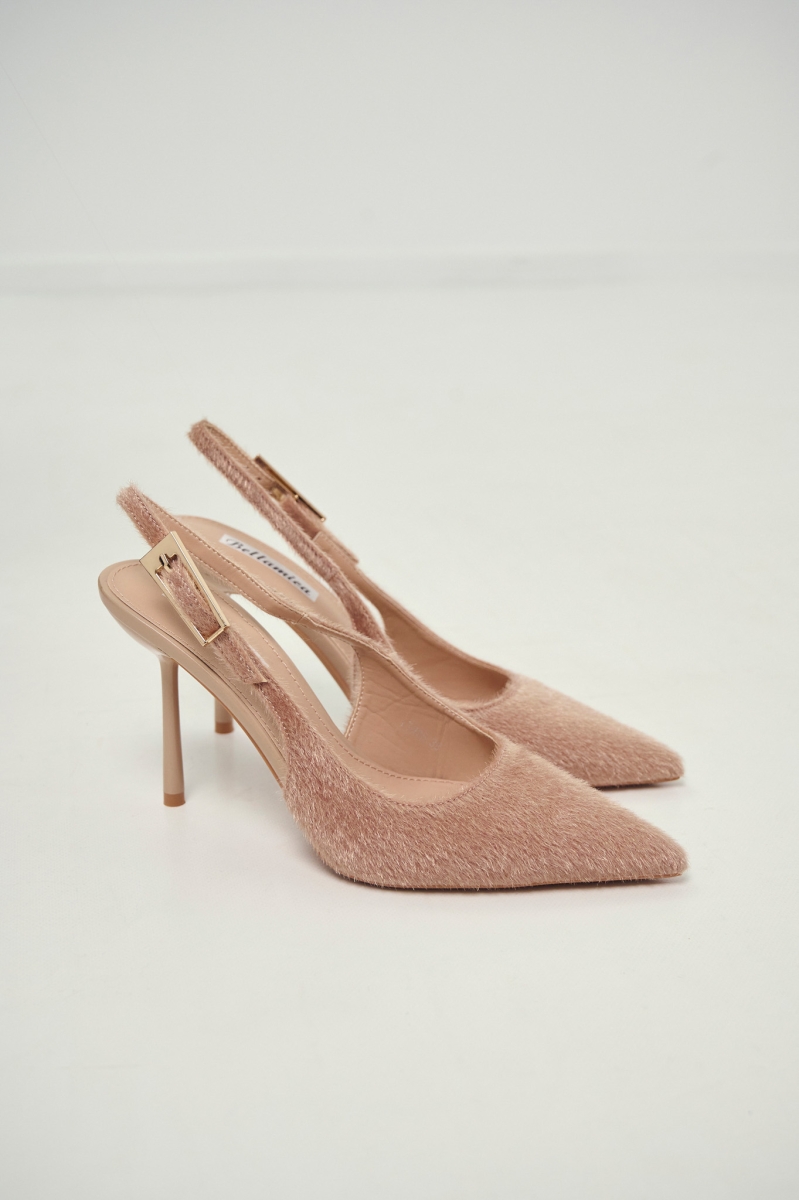 Slingback Pumps with Pony Skin Texture