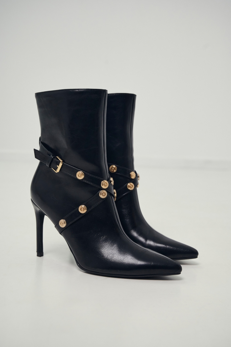 Ankle Boots with Gold Details & High Heel
