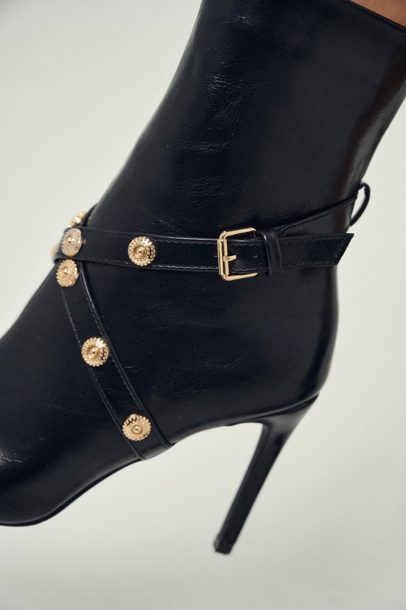Ankle Boots with Gold Details & High Heel
