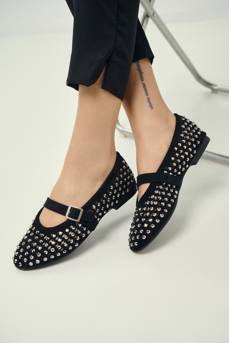 Mary Jane Flats with Strass