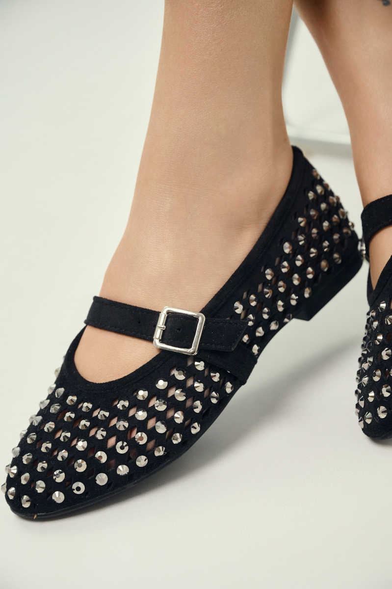 Mary Jane Flats with Strass