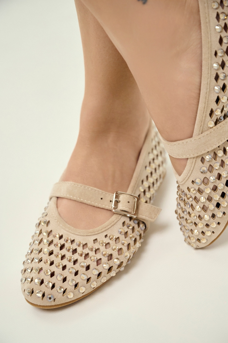 Mary Jane Flats with Strass