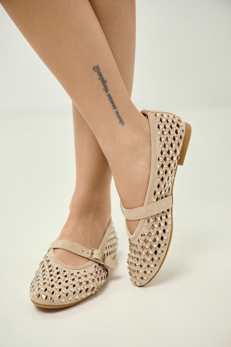 Mary Jane Flats with Strass