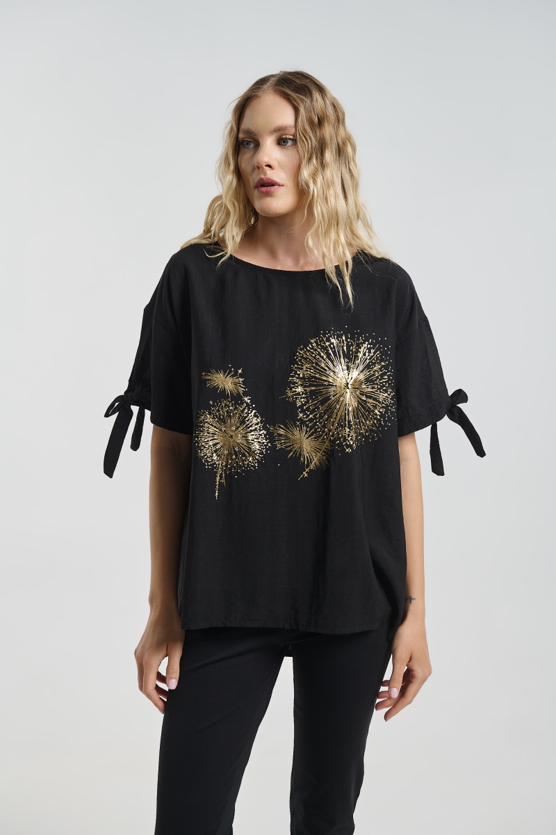 Μπλούζα Oversized Με Δέσιμο Στο Μανίκι