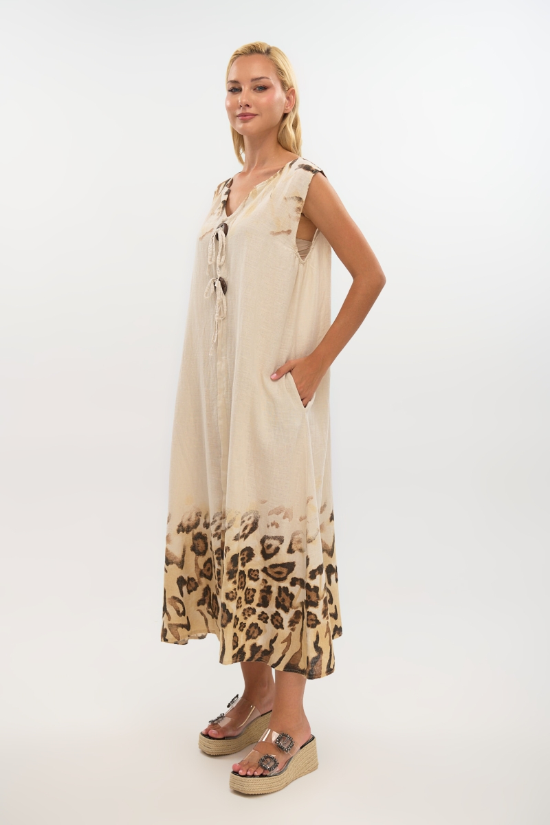 Φόρεμα Maxi Με Animal Print Λεπτομέρειες