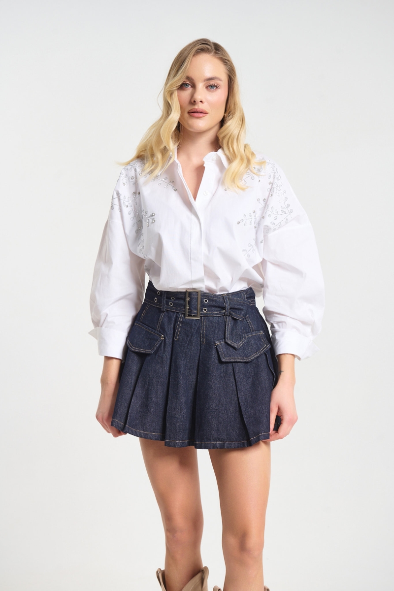 Πουκάμισο Με Λεπτομέρειες Φύλλα Στρας