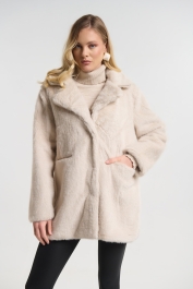 Παλτό Γούνινο Με Γιακά, Φόδρα & Τσέπες