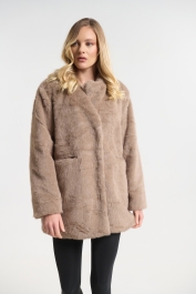 Παλτό Γούνινο Με Γιακά, Φόδρα & Τσέπες