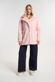 Παλτό Γούνινο Με Γιακά, Φόδρα & Τσέπες