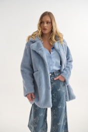 Παλτό Γούνινο Με Γιακά, Φόδρα & Τσέπες