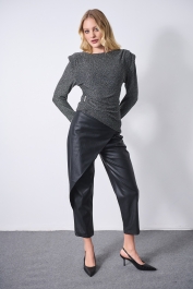 Μπλούζα Lurex Με Βάτες & Αγκράφα Στρας