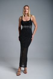 Φόρεμα Μάξι Με Στρας & Διαφάνειες