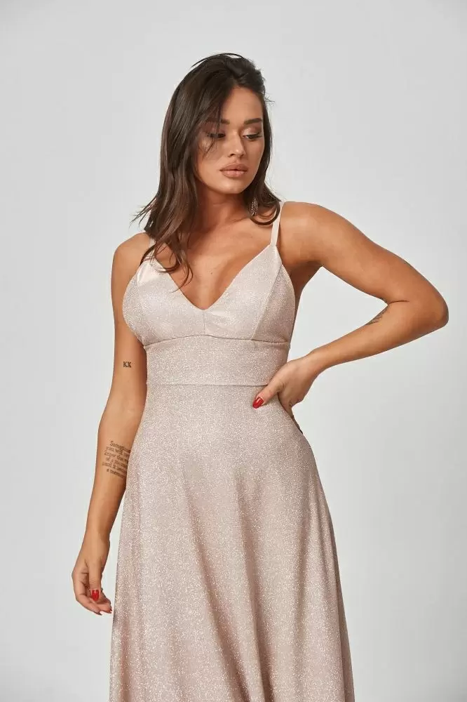 Spaghetti-Strap Halter Neck Midi A-Line Dress