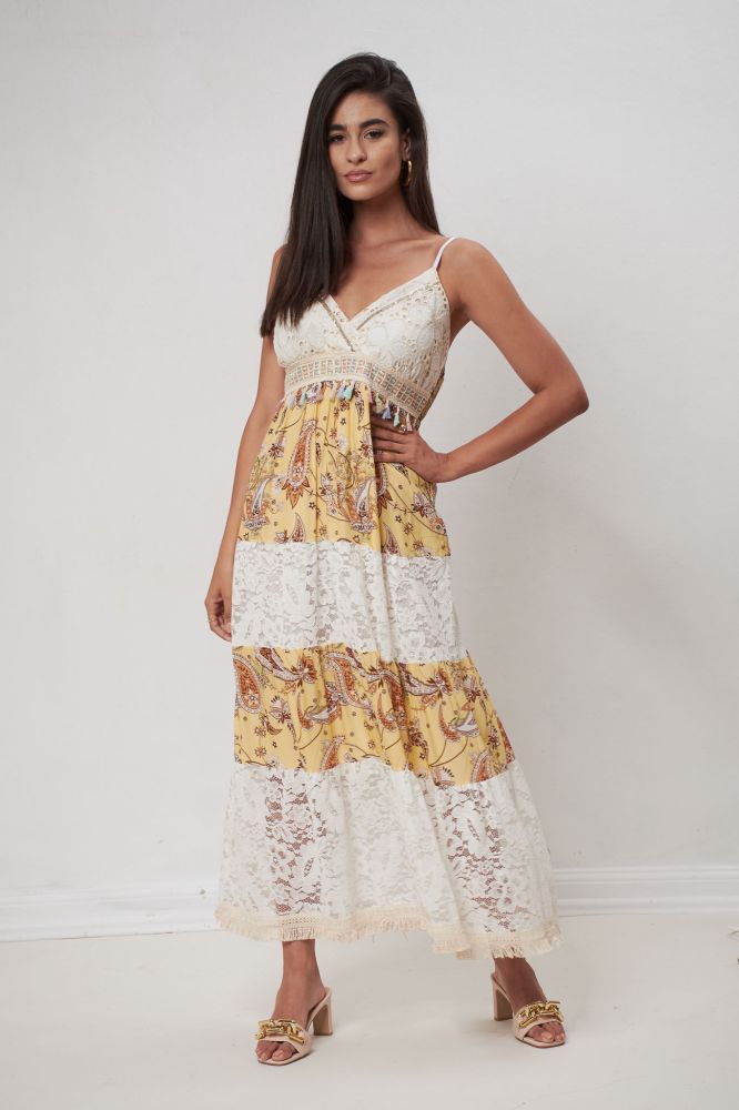 Φόρεμα Μακρύ Λαχούρ Με Δαντέλα GR-GPR22-8248-KITR