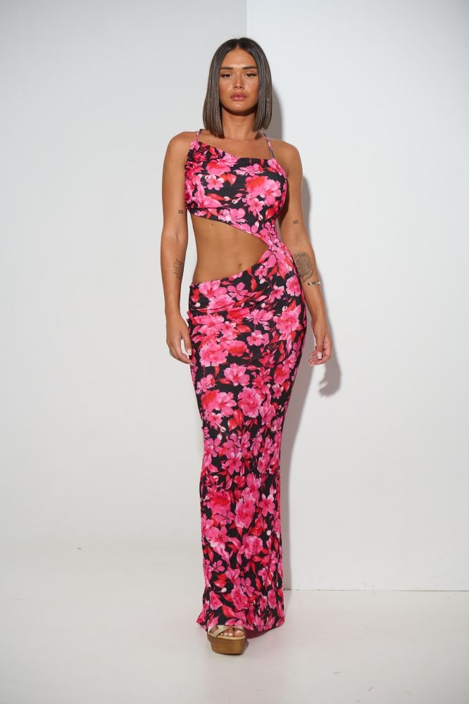 Maxi Floral Dress With Open Side