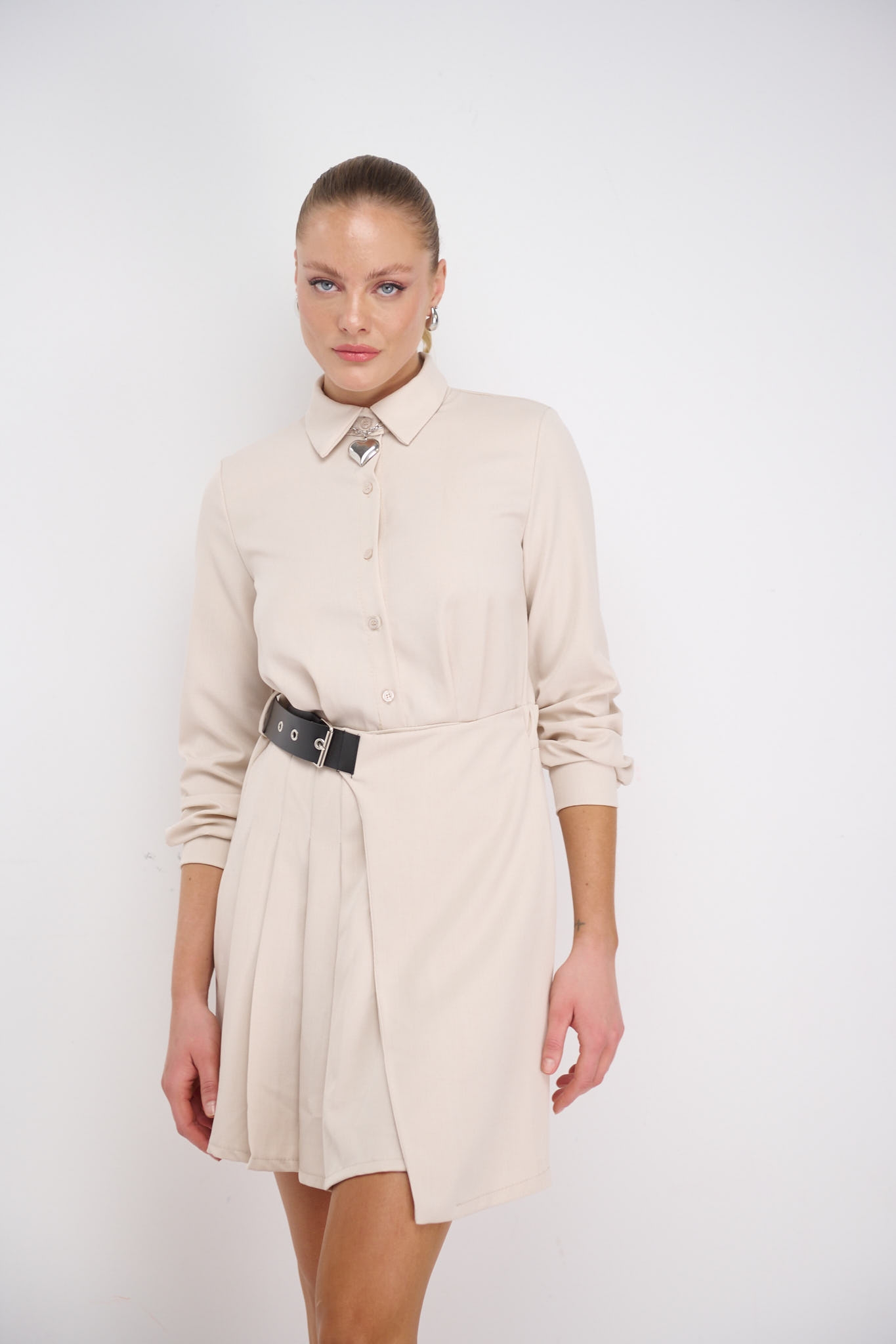 Pleated Dress With Belt