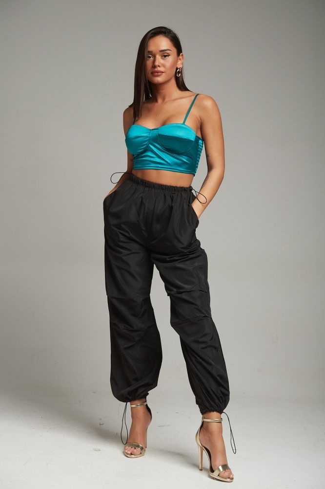 Satin Tank Crop Top With Cups