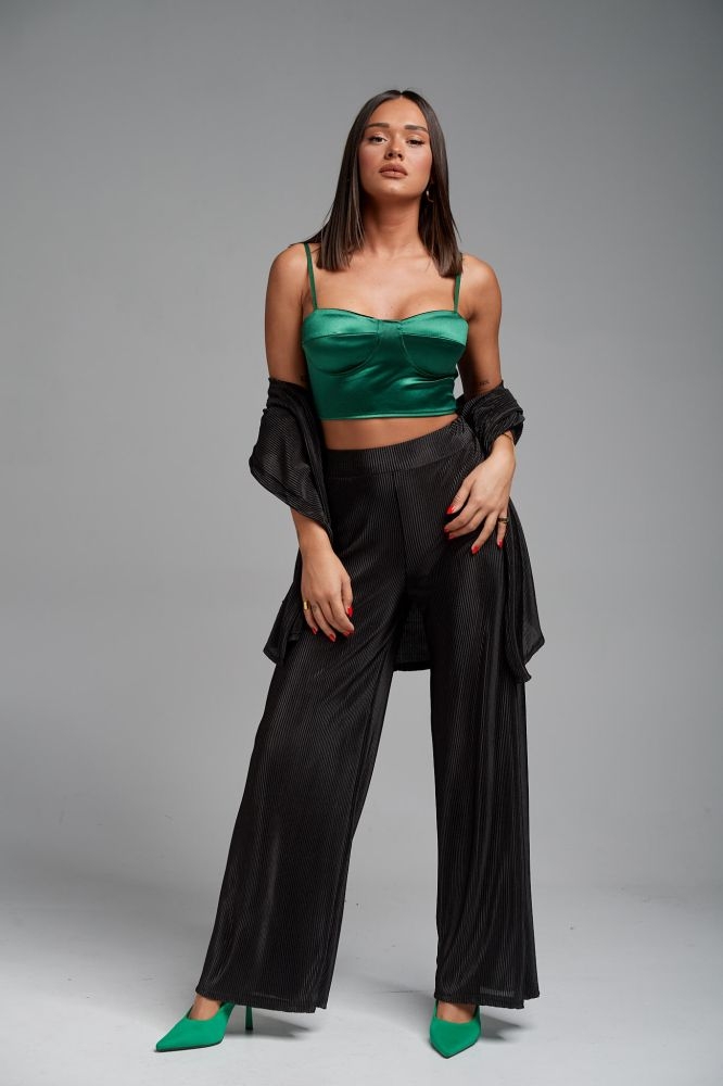 Satin Tank Crop Top With Cups