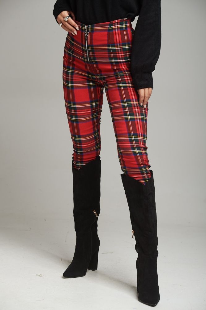 Checkered Pants With Zipper