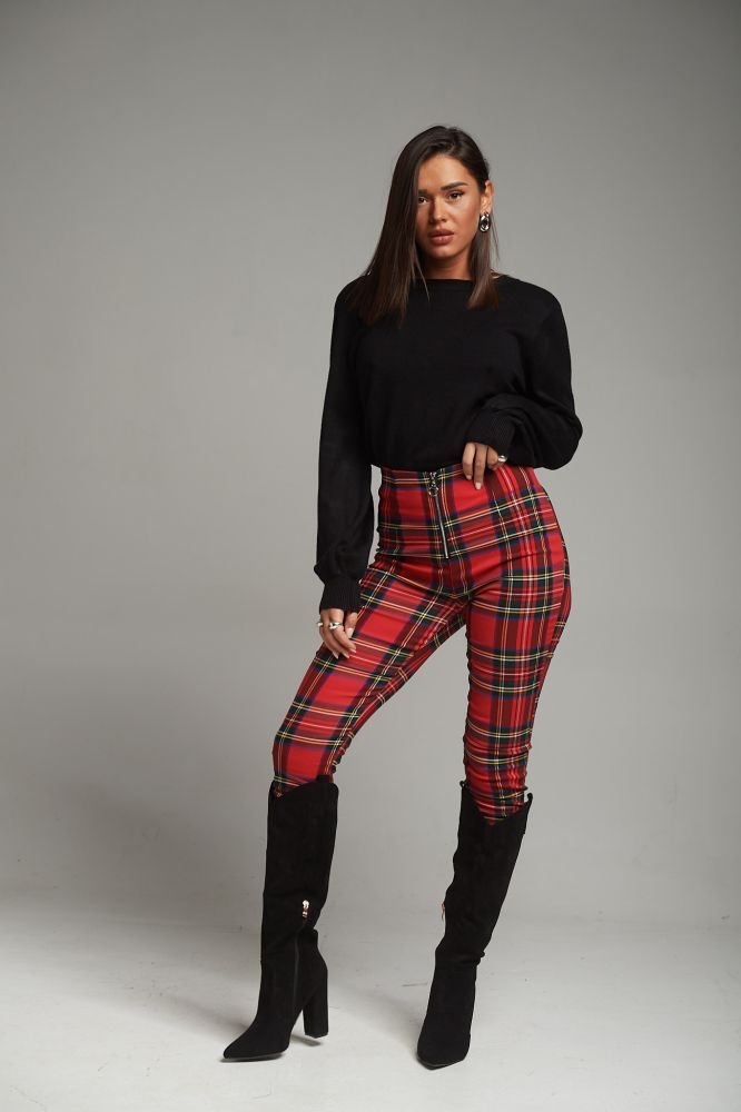 Checkered Pants With Zipper