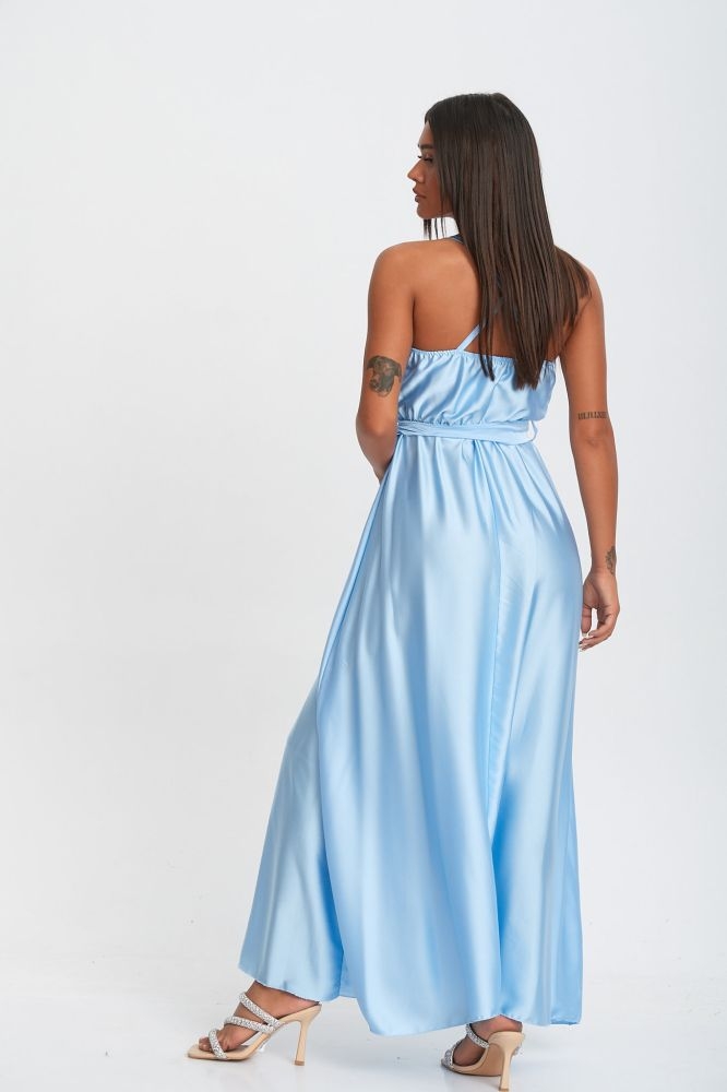 Maxi Satin Dress With Open Back
