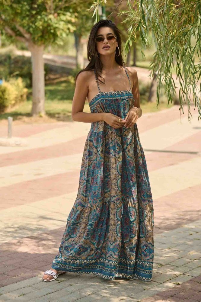 Φόρεμα Maxi Λαχούρ Με Χ Στην Πλάτη