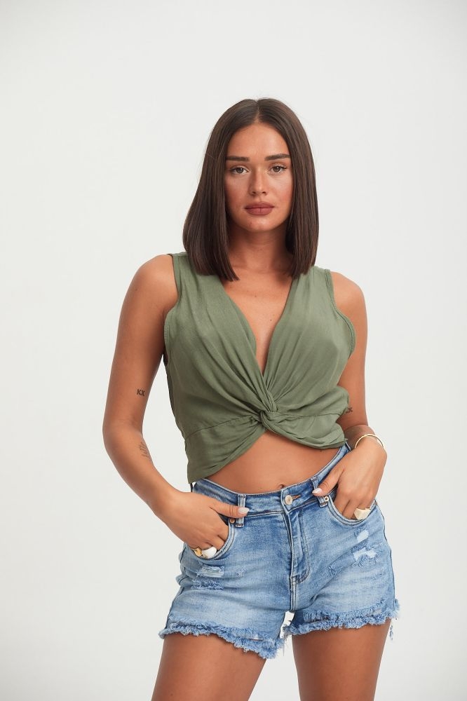 Sleeveless Knotted Top