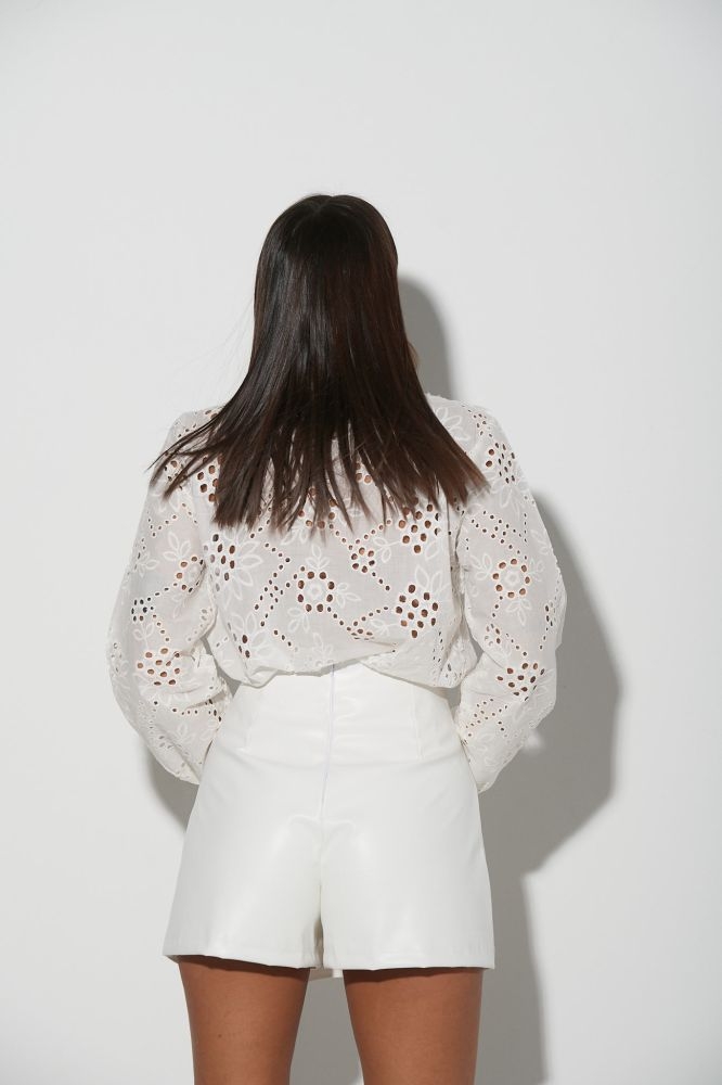 Lace Type Shirt With Ruffles