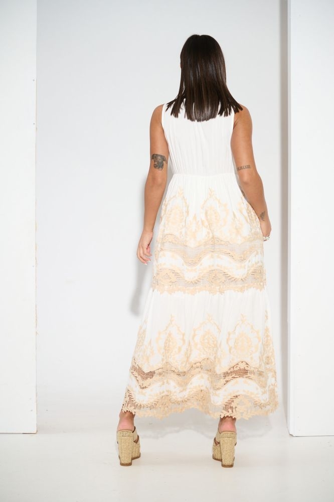 Maxi Dress With Tassels And Embroidery