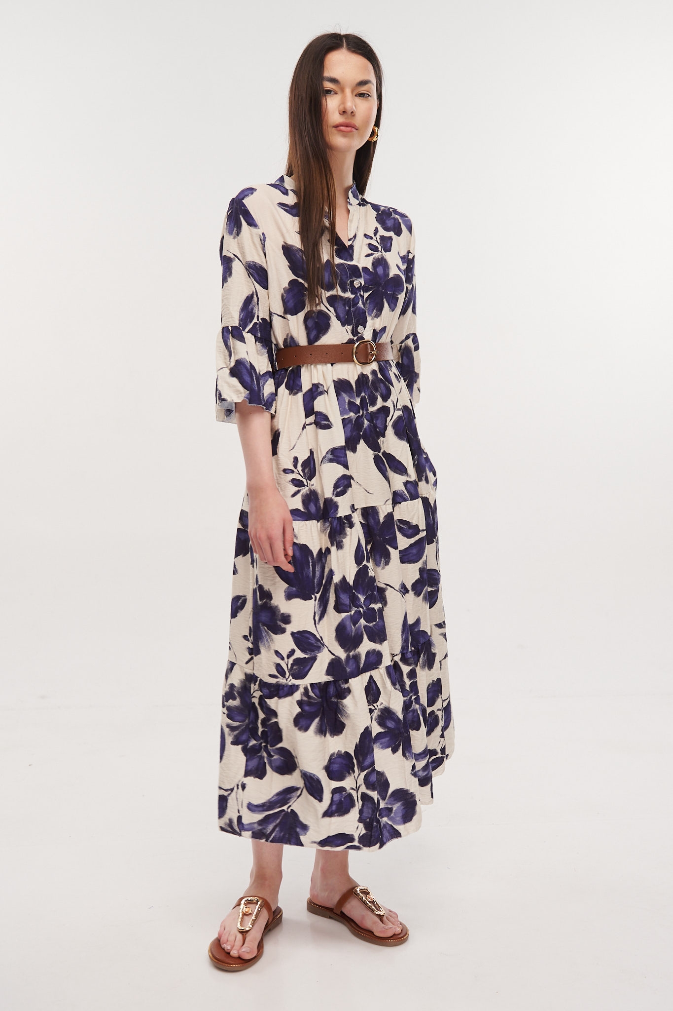 Floral Dress With 3/4 Sleeve