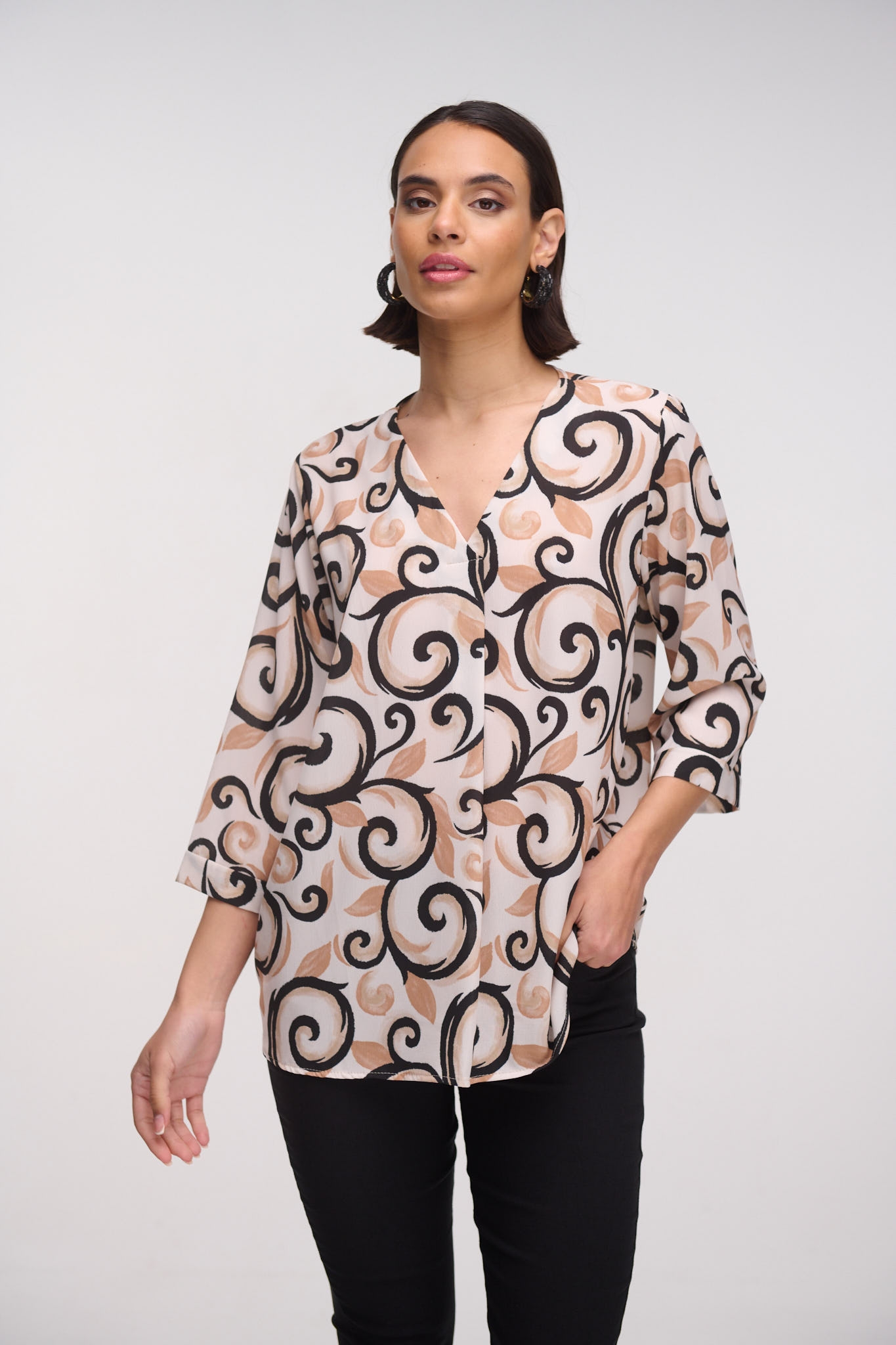 Printed Blouse With V Neckline