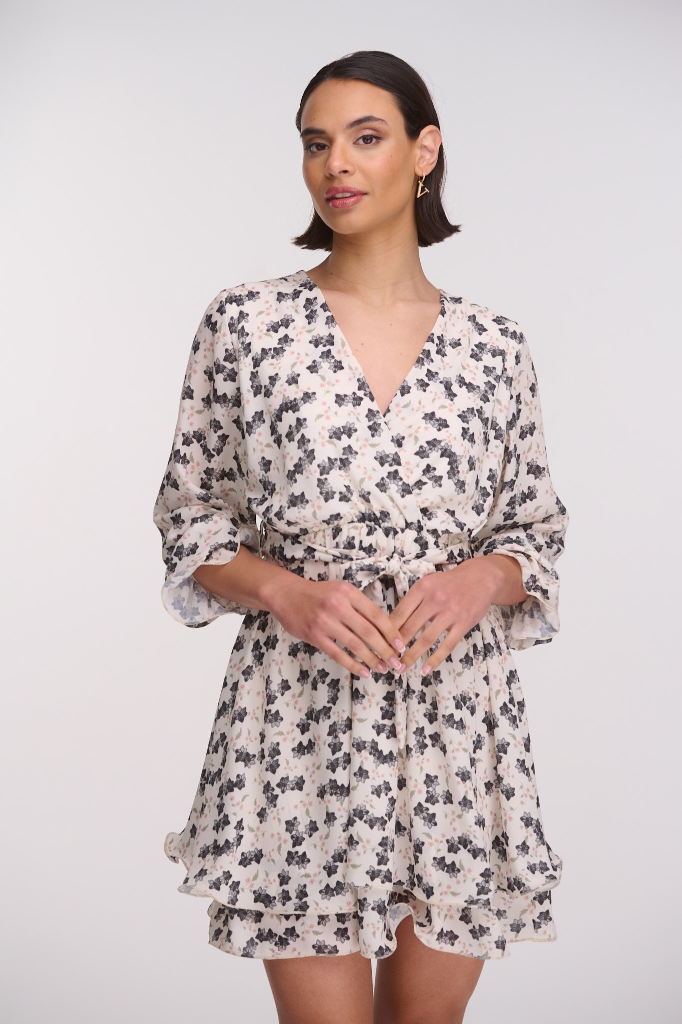 Wrap Floral Dress With Ruffles