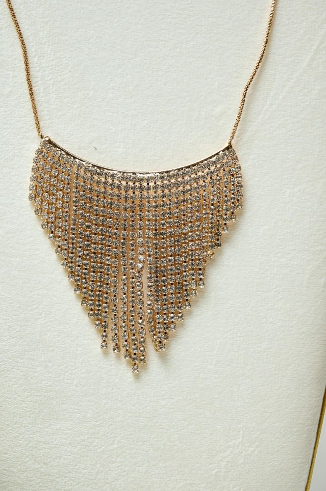 Necklace With Hanging Rhinestones