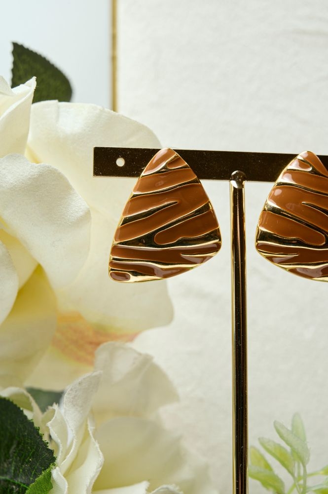 Carved Triangle Shaped Earrings