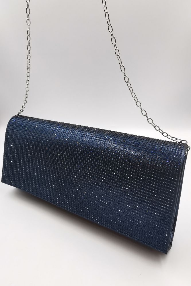 Shiny Formal Envelope Bag With Rhinestones