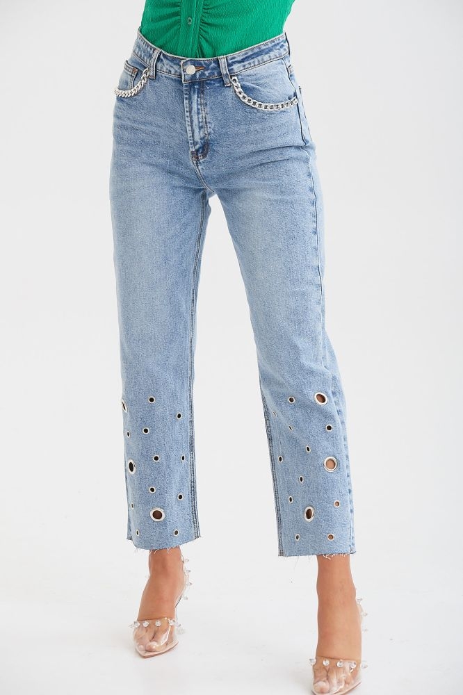 Jeans with Chain And Spikes