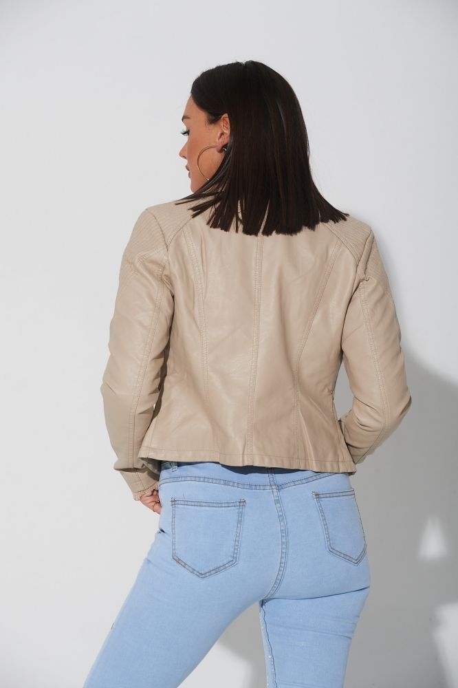 Leatherette Jacket With Seams In The Shoulders