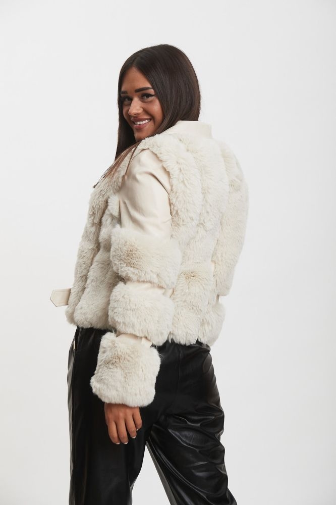 Leatherette Jacket With External Fur 