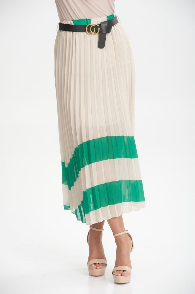 Long Two-colored Pleatted Skirt