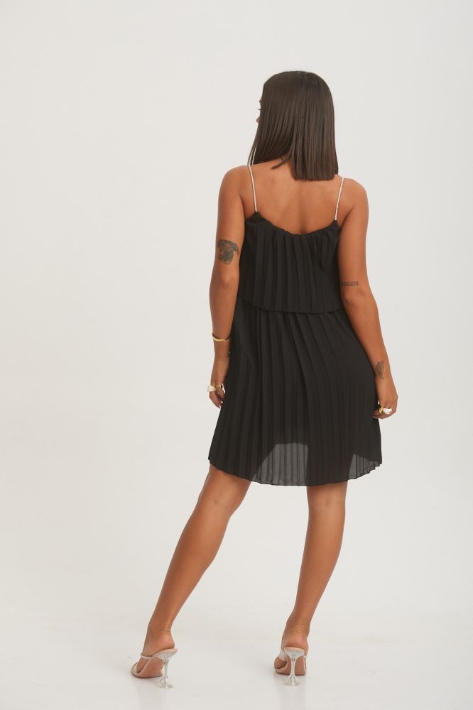 Pleated Dress With Shiny Straps