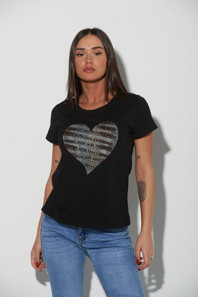 T-Shirt Καρδιά Με Στρας