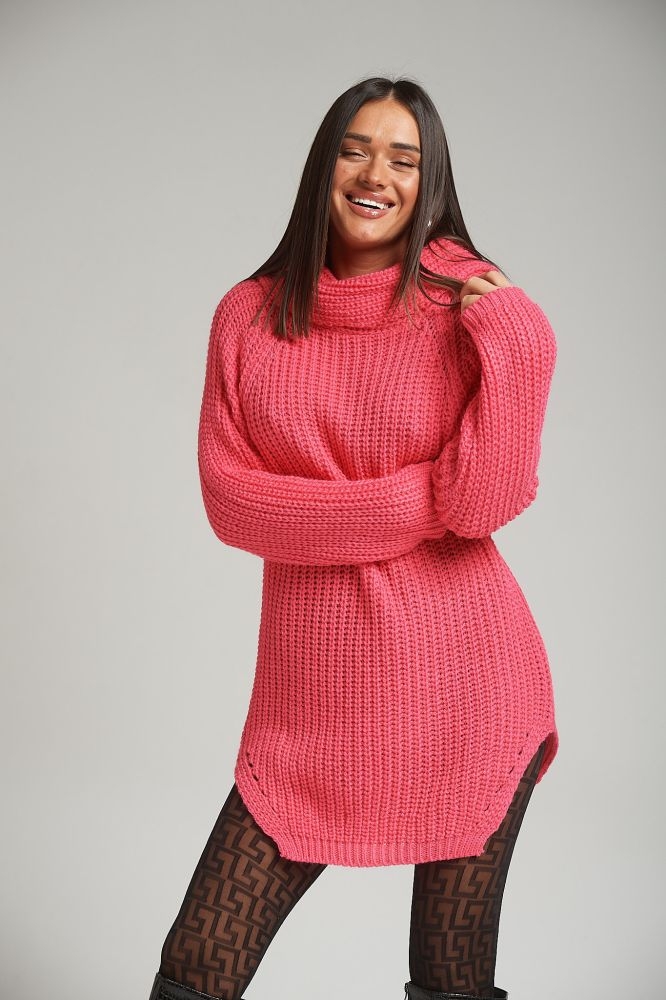 Knitted Dress With Oversized Neckline