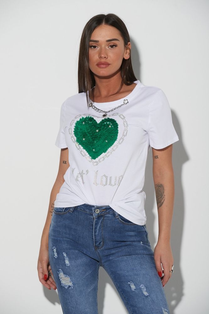 T-Shirt Καρδιά Με Αλυσίδα