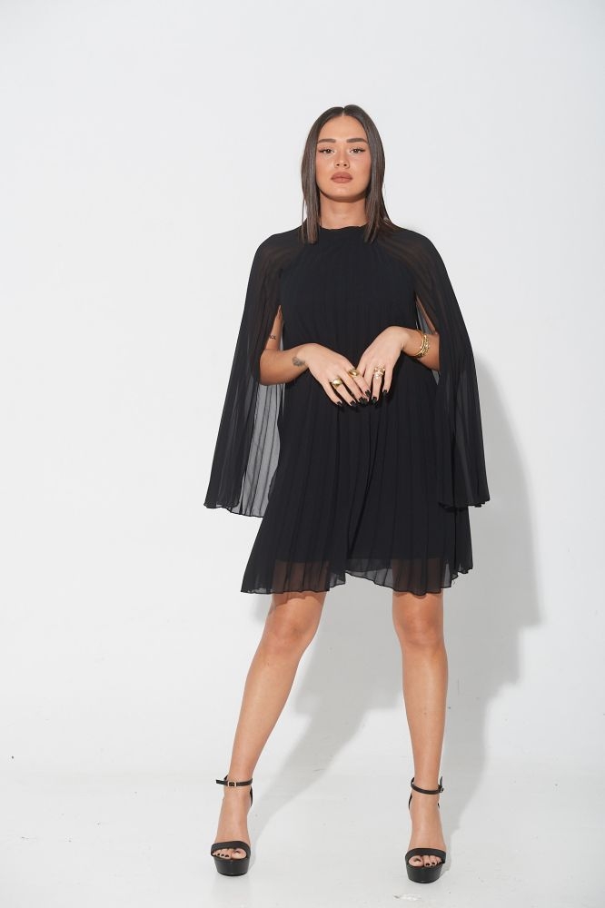 Mini Pleated Dress With Flared Sleeves