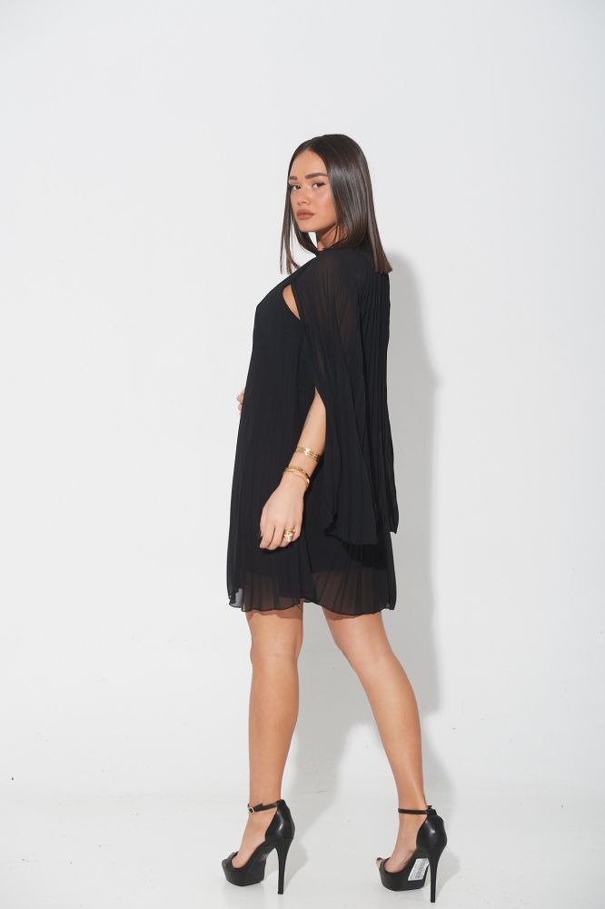 Mini Pleated Dress With Flared Sleeves