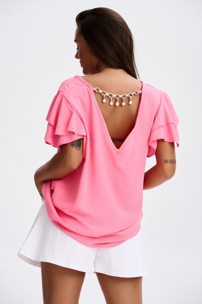 T-shirt With Pearls In The Back