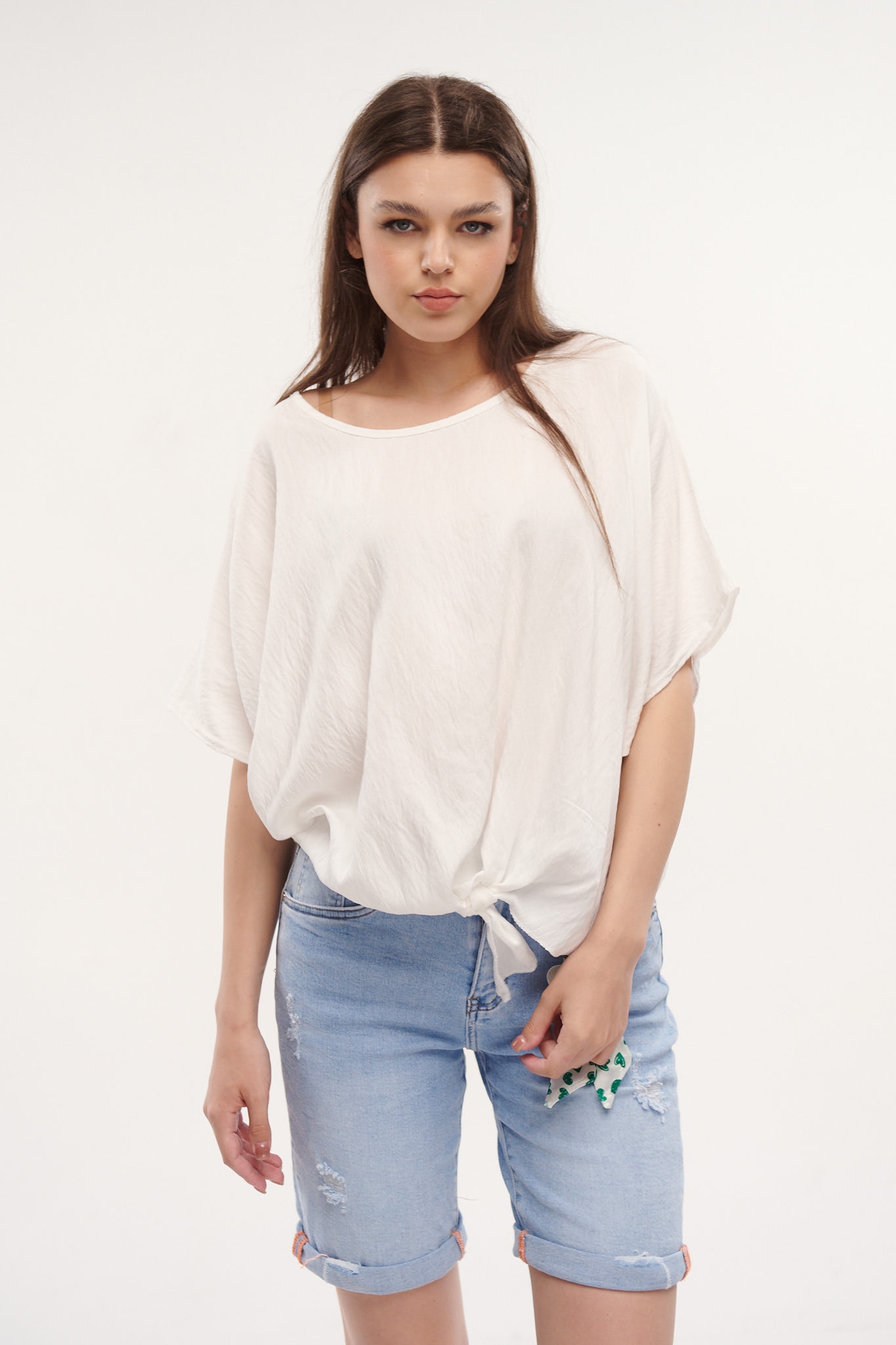 Short Sleeve Blouse With Knot